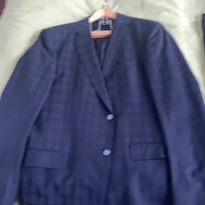 Mens Dark Blue 44L Classic Glen Check Suit
